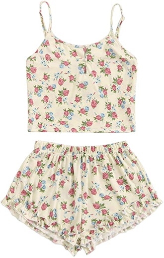 SheIn Floral Print Cami Top and Shorts Pajamas Set