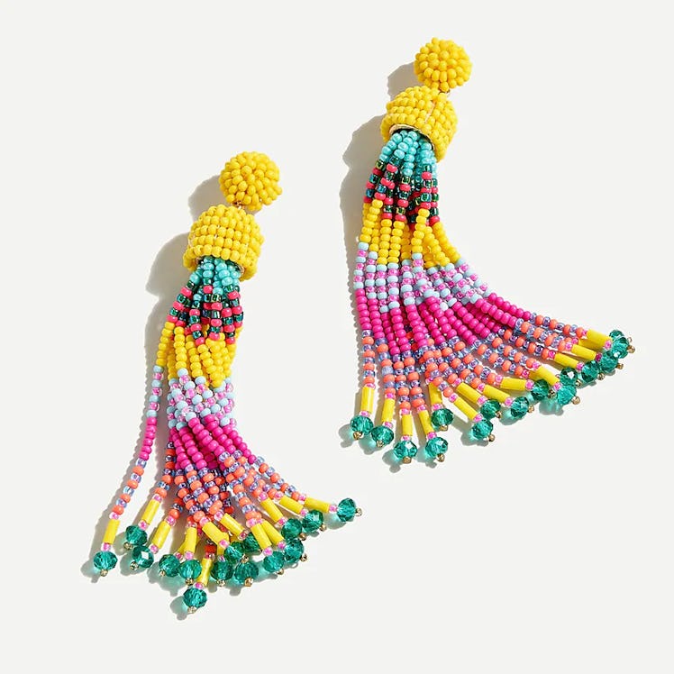 J.Crew Beaded Tassel Statement Earrings