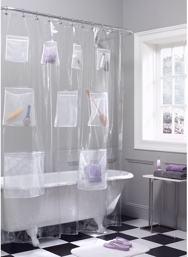 Maytex Quick Dry Mesh Shower Curtain with Pockets