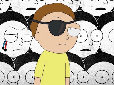 Morty from Rick and Morty with an eyepatch 