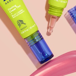 Swatch and packaging for Arrow's Cooling Cheek Tint.
