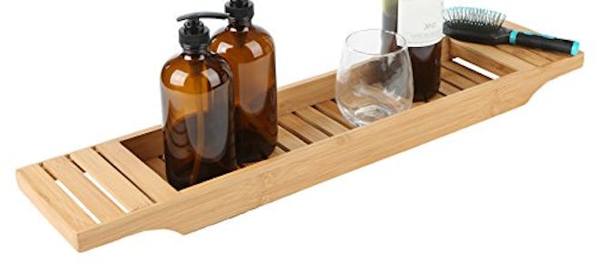 Mind Reader Bamboo Bathtub Tray