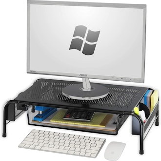 SimpleHouseware Metal Monitor Riser with Organizer Drawer