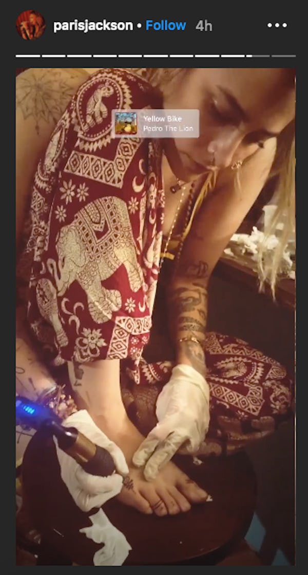 Paris Jackson DIYed a foot tattoo. 