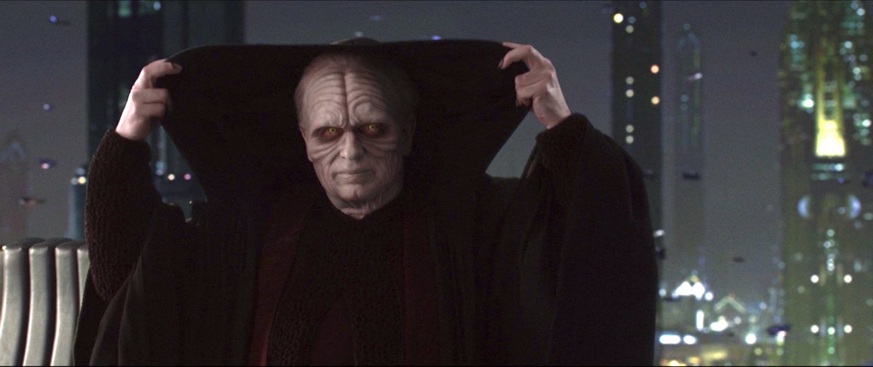 I really wish Palpatine kept his more regal appearance throughout his  entire time as Emperor instead of ditching it for the raggedy black robe  that made him look homeless : r/StarWars