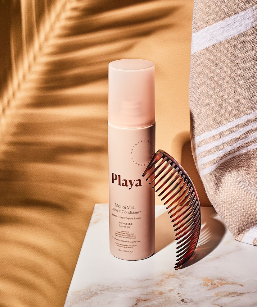 Playa's leave-in conditioner helps detangle, prime, and protect hair from heat.