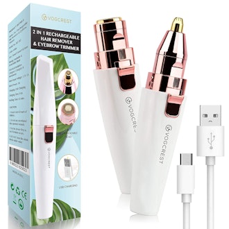 Vogcrest Rechargeable 2-in-1 Hair Remover and Eyebrow Trimmer