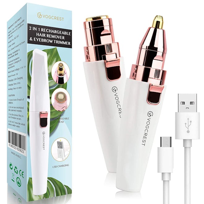 Vogcrest Rechargeable 2-in-1 Hair Remover and Eyebrow Trimmer