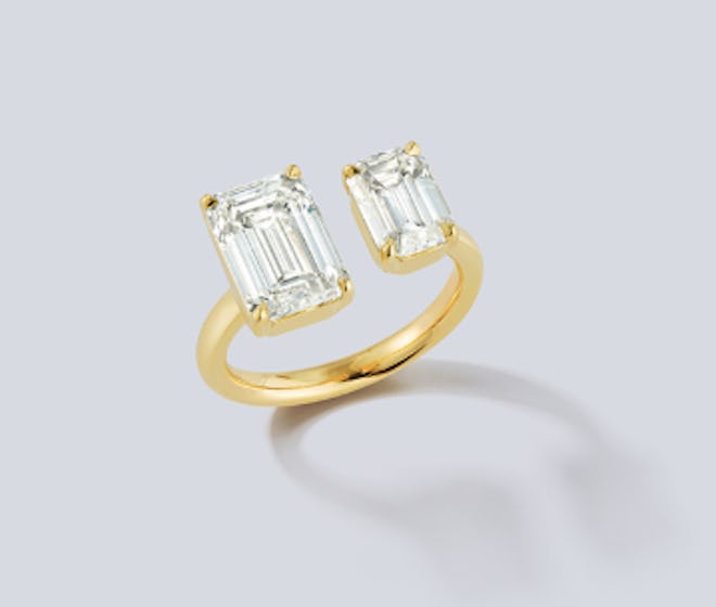 Bespoke Emerald cut Diamond Open Ring