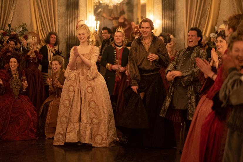 Elle Fanning and Nicholas Hoult in Hulu's The Great.