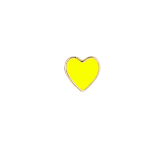 Neon Yellow Enamel Heart Stud
