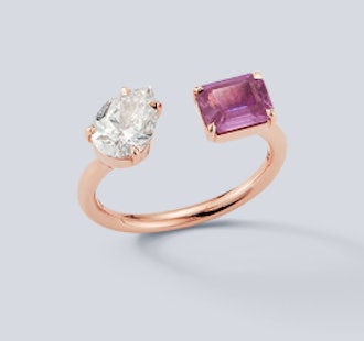Prive Diamond Pear and Pink Sapphire Open Ring