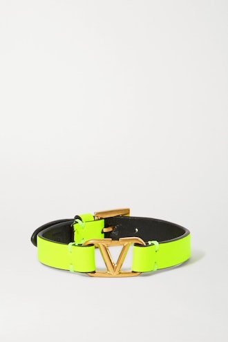 Neon Leather and Gold-Tone Bracelet