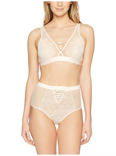 Mae Women's Allover Lace Bralette and High Waisted Panty Set