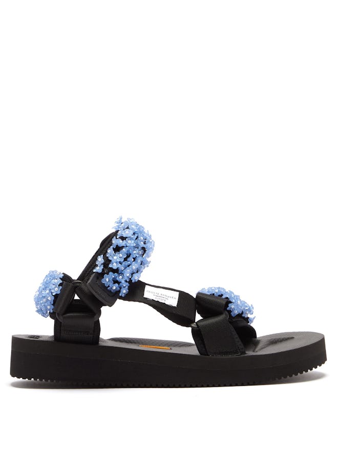 X Suicoke Maria Beaded Velcro-Strap Sandals