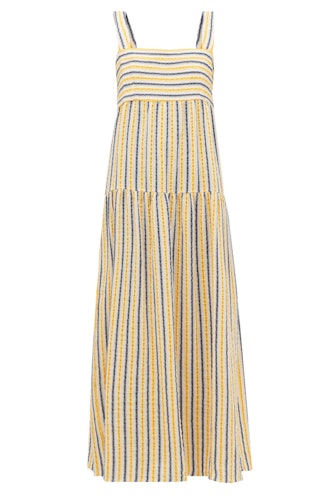 Three Graces London Cosette Striped Cotton-Blend Seersucker Maxi Dress