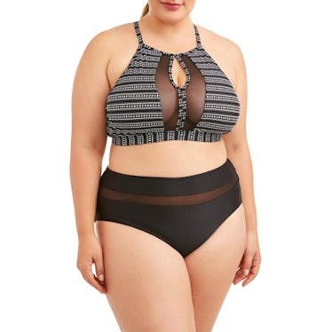 Time and Tru  Women's Plus Size Print Mesh Bikini Top