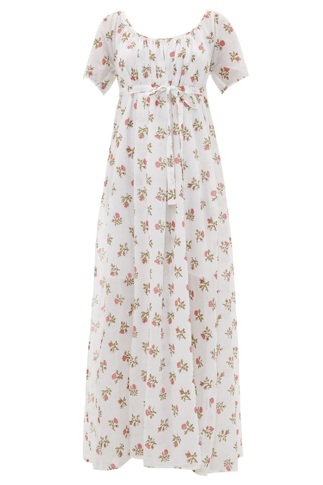 Thierry Colson Plum Floral-Print Cotton-Voile Maxi Dress