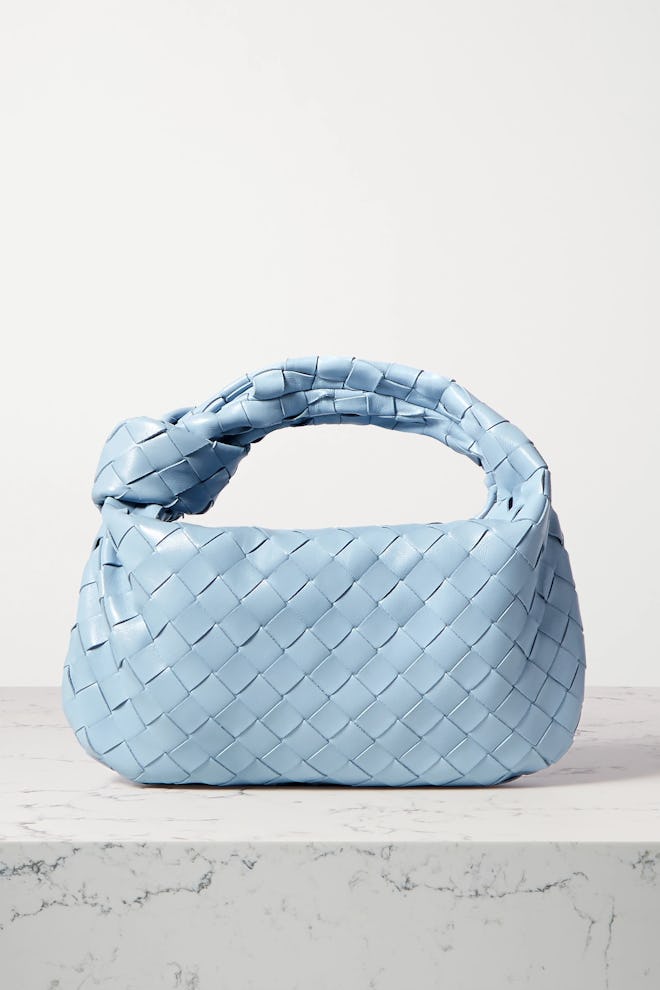 Jodie mini knotted intrecciato textured-leather tote