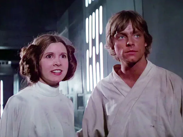 Princess Leia Organa and Luke Skywalker from Star Wars The Empire Strikes Back.