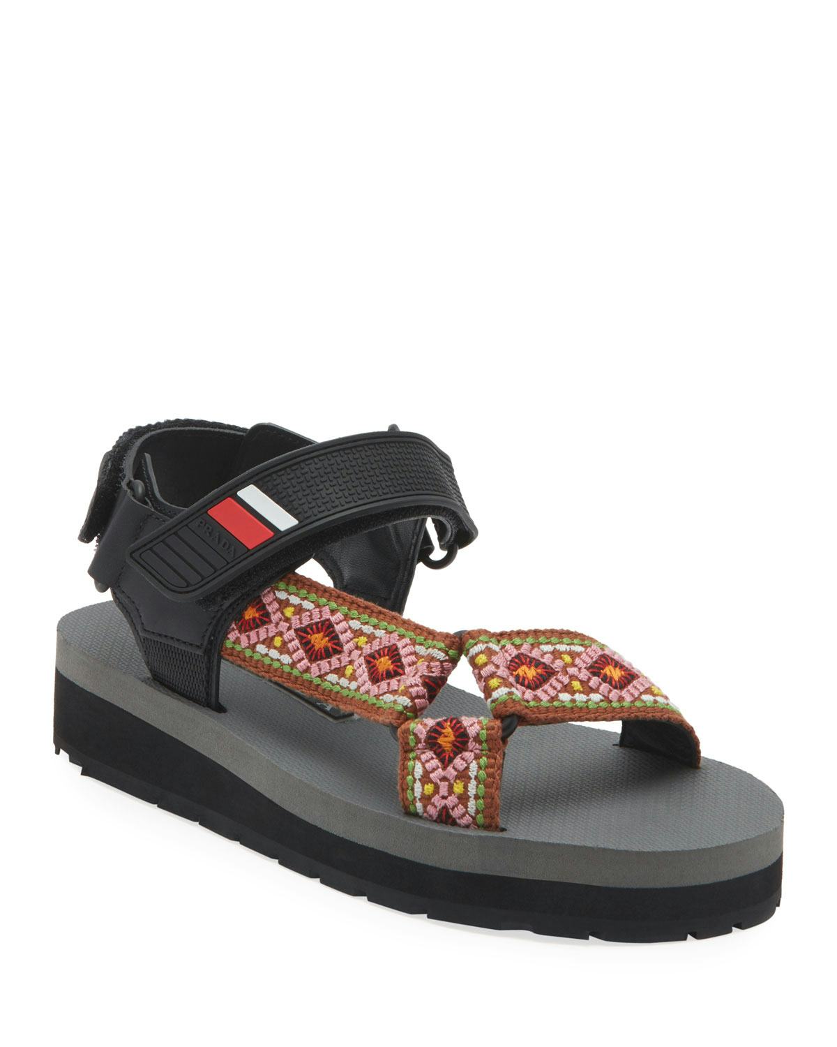 prada logo sport chunky sandals