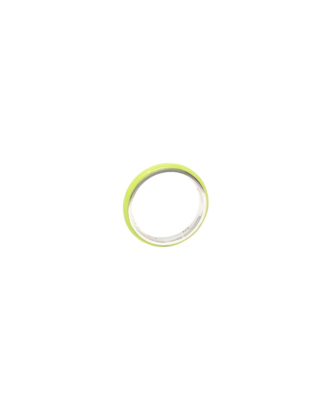 Unicorn Rainbow Thin Enamel Ring in Lime