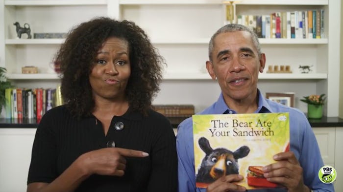 Barack Obama joins his wife for story hour on PBS
