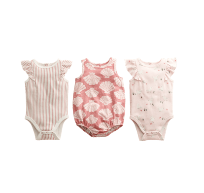 Even the bodysuits have sweet details, like ruffles on the shoulders and soft, pretty colors.