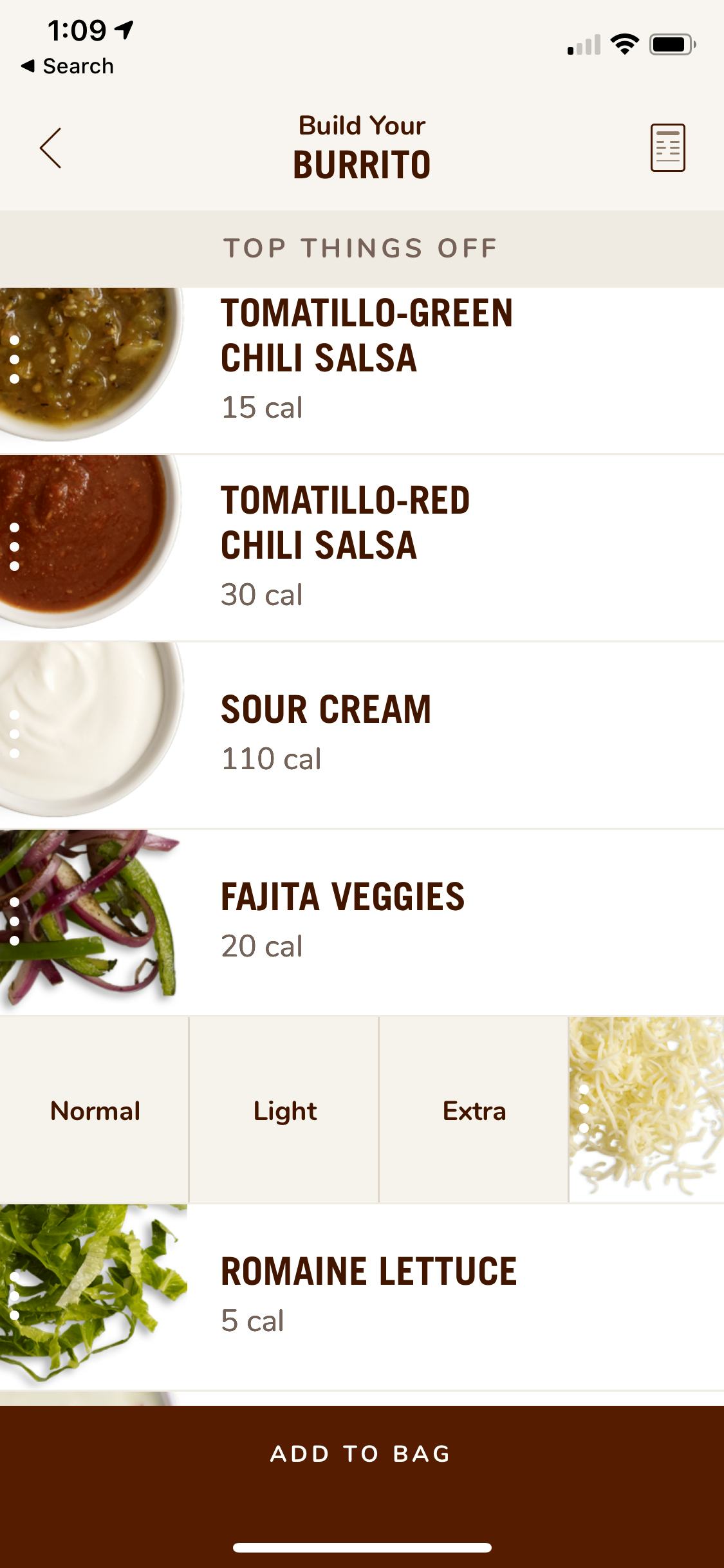 Chipotle menu online toppings