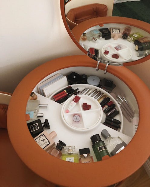 Use a decorative vanity as a makeup and skincare display idea