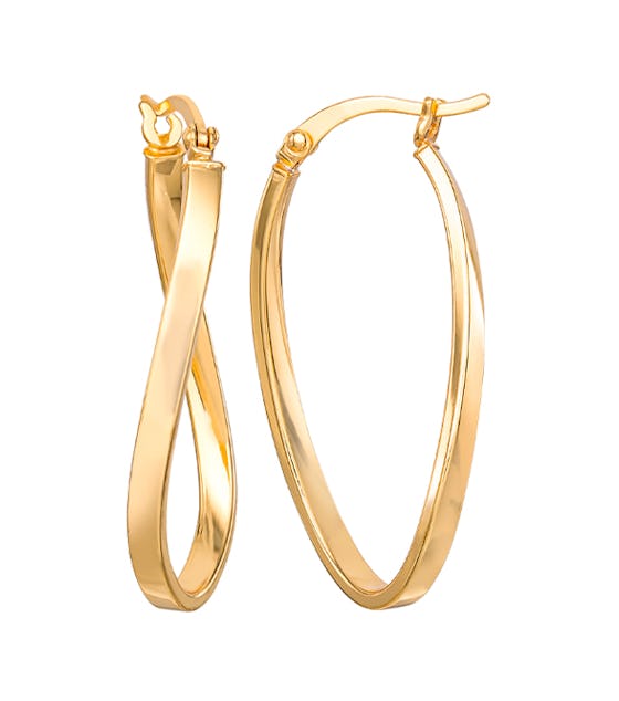 18K Gold Plated Oval Hoop