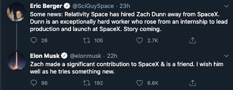 Elon Musk wishing his former employee well.