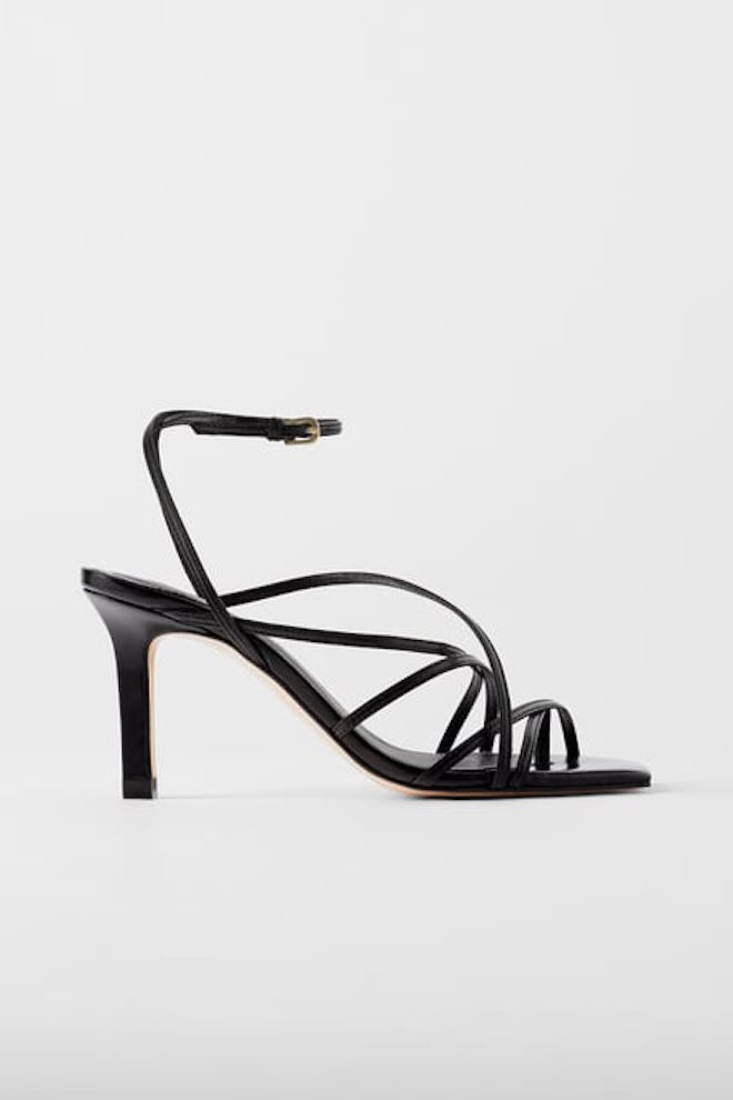 Zara Heeled Leather Square Toe Sandals