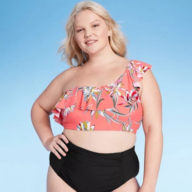 Sea Angel Women's Plus Asymmetrical Ruffle Bikini Top 