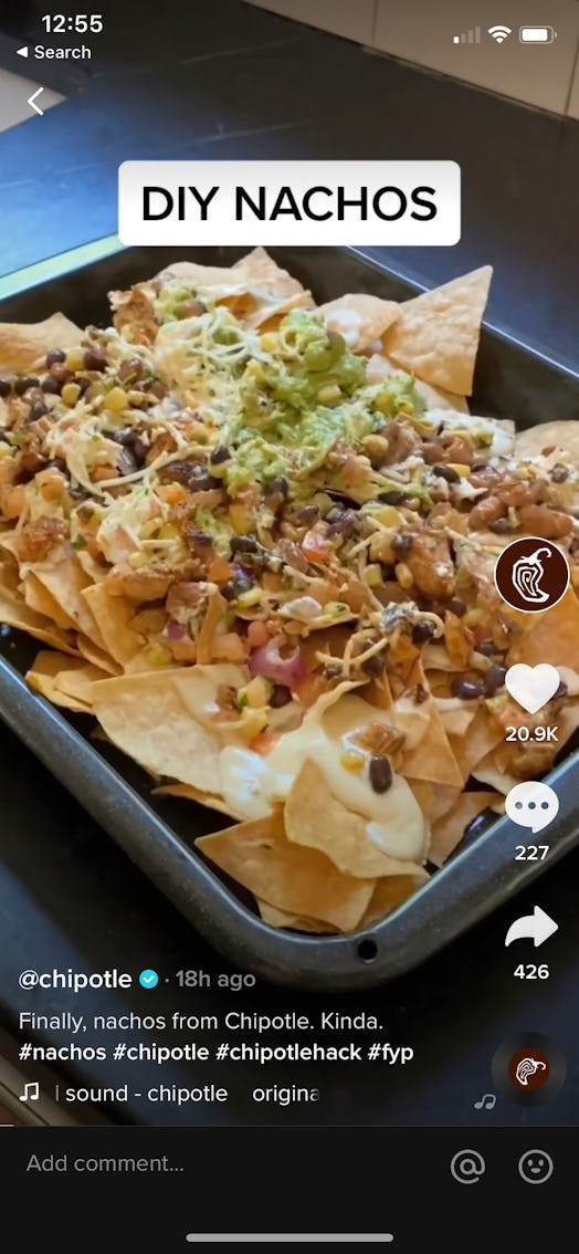 Chipotle's new TikTok Hack Menu includes a nachos recipe.