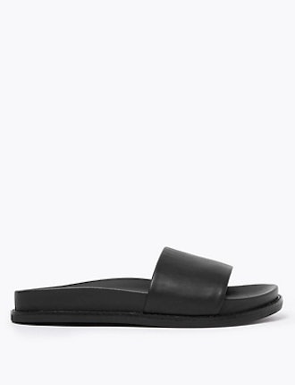 Leather One Band Footbed Sliders