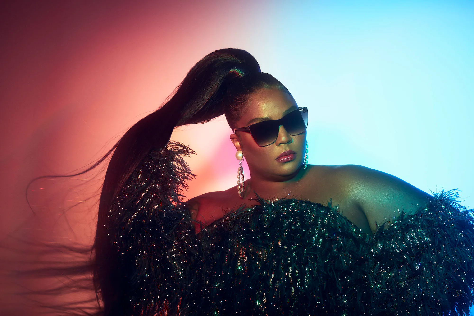 QUAY // ltd ed lizzo collab crystal studded square frames smoke fade lenses Quay x Lizzo main image 3