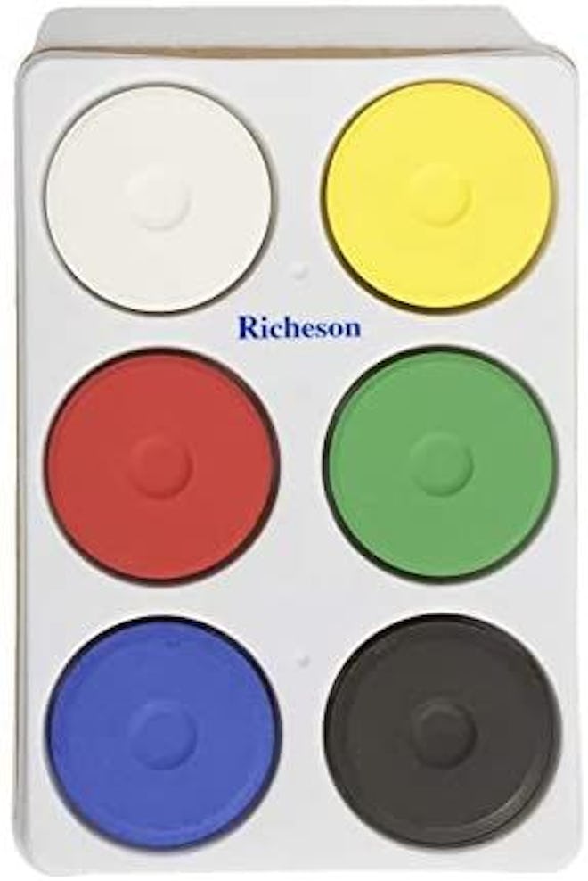 Jack Richeson Giant Tempera Cakes in Tray, Assorted Opaque Colors, Set of 6 - 288628