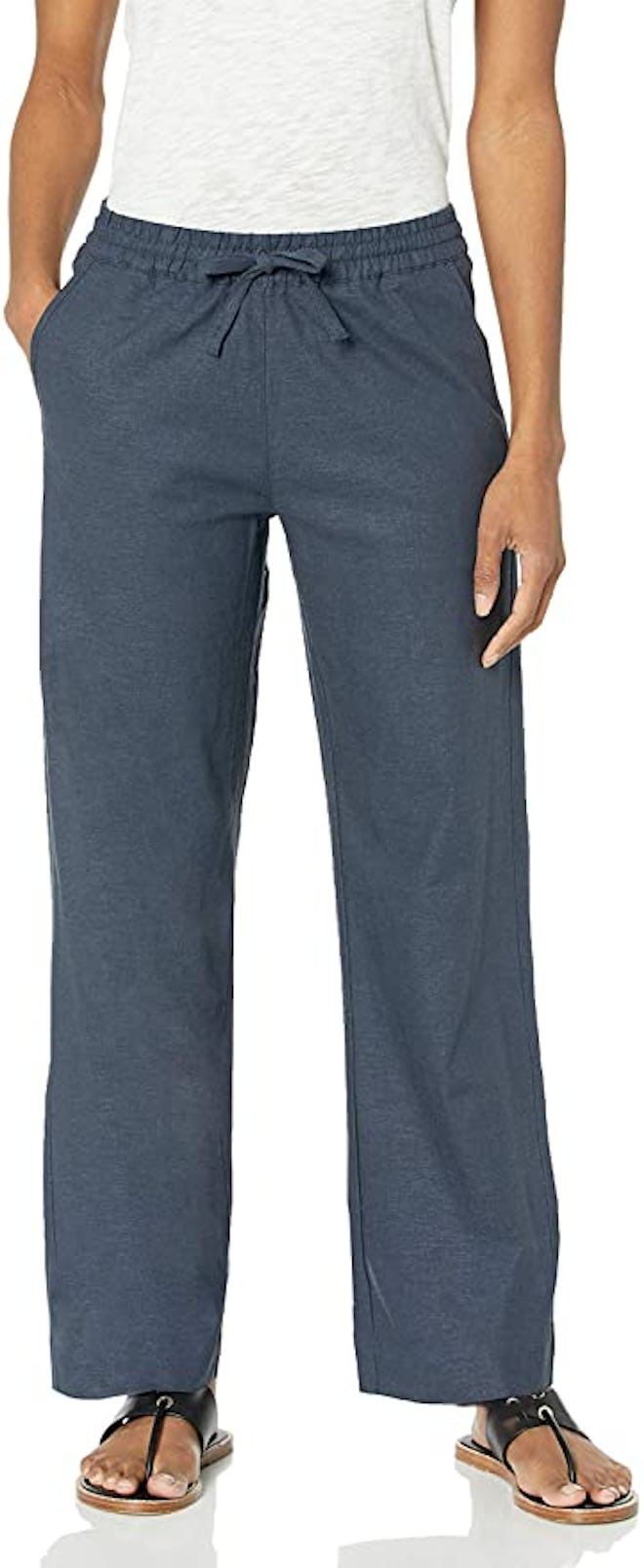 28 Palms Women's Stretch Linen Pant with Drawstring