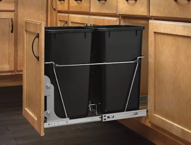 Rev-A-Shelf RV-15KD-18C S Double 27-Quart Sliding Pull Out Waste Bin Container