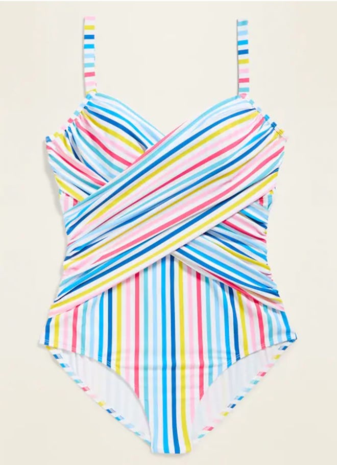 Wrap-Front Plus-Size One-Piece Swimsuit