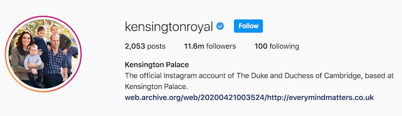 The Kensington Palace Instagram account's profile picture and display name have now changed to add a...