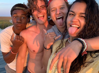 The cast of Netflix's 'Outer Banks' including JOnathan Daviss, Chase Stokes, Rudy Pankow, and Madiso...