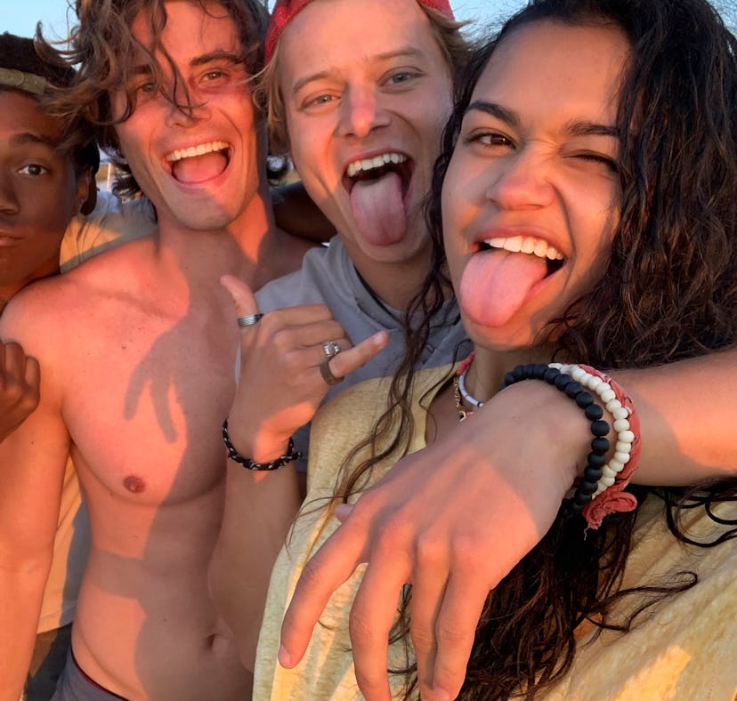 The cast of Netflix's 'Outer Banks' including JOnathan Daviss, Chase Stokes, Rudy Pankow, and Madiso...