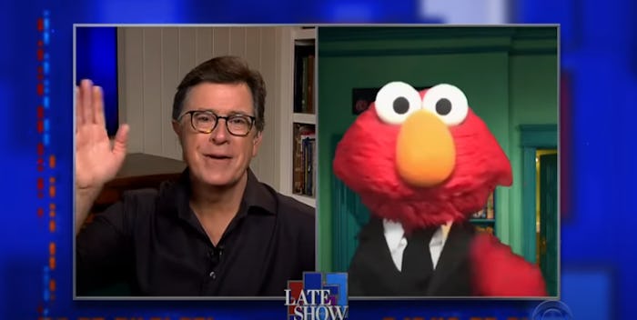 Elmo promised Stephen Colbert he's not copying his show format.
