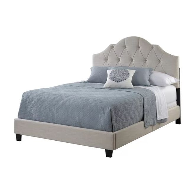 Eugenio Tufted Upholstered Low Profile Standard Bed – Creamy Oatmeal Queen