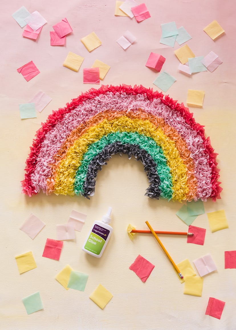 DIY Tissue paper rainbow, pride crafts