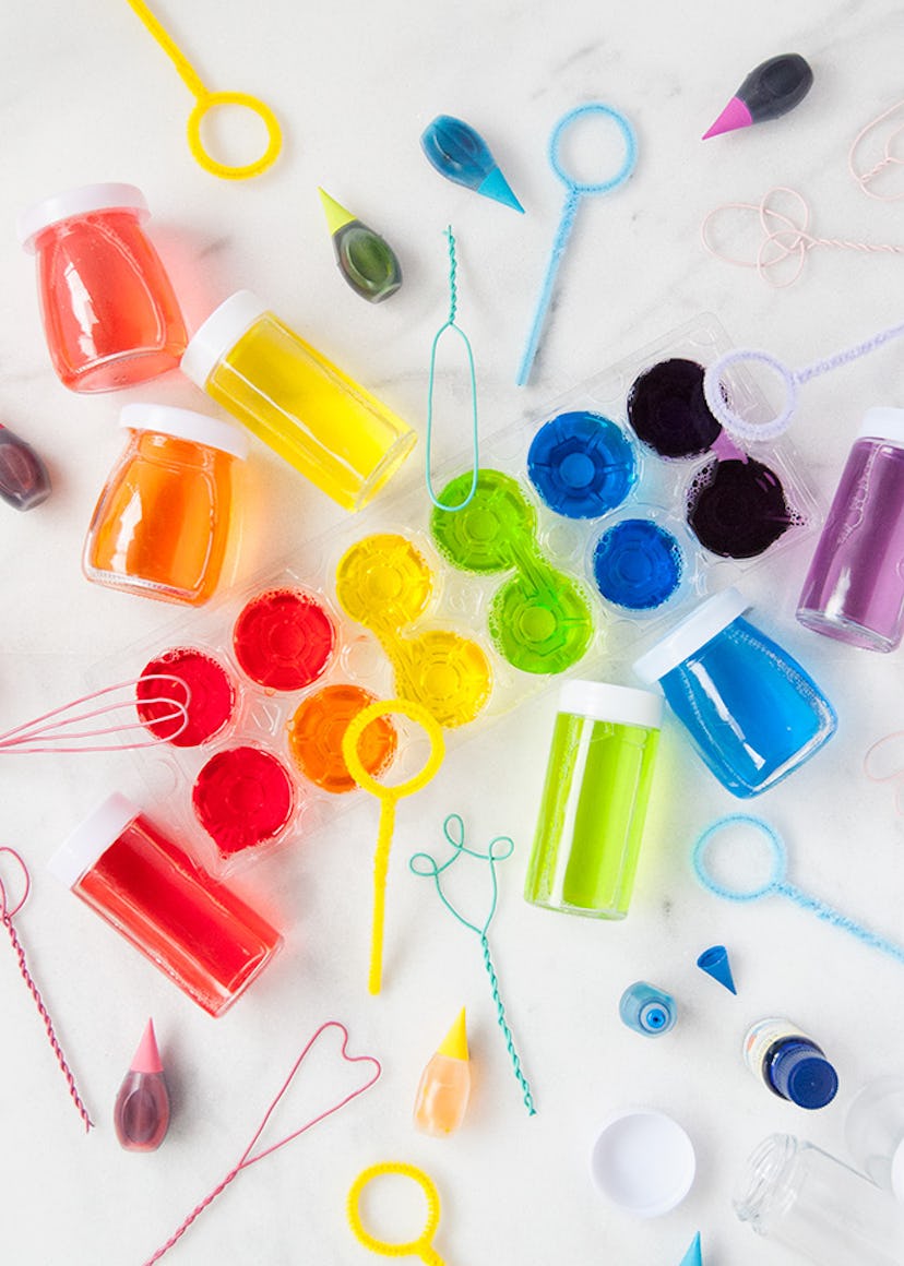 DIY Scented Rainbow Bubbles, pride crafts