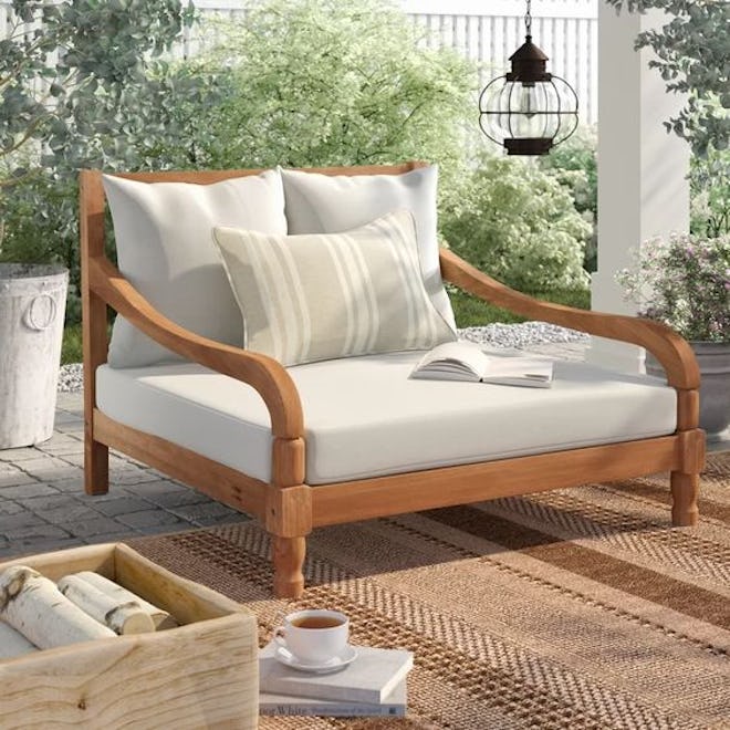 Wiest Chaise Lounge with Cushion – Teak Brown/Beige