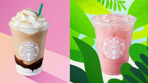 Starbucks' two new summer drinks include the pink iced guava passionfruit drink and the s'mores frap...